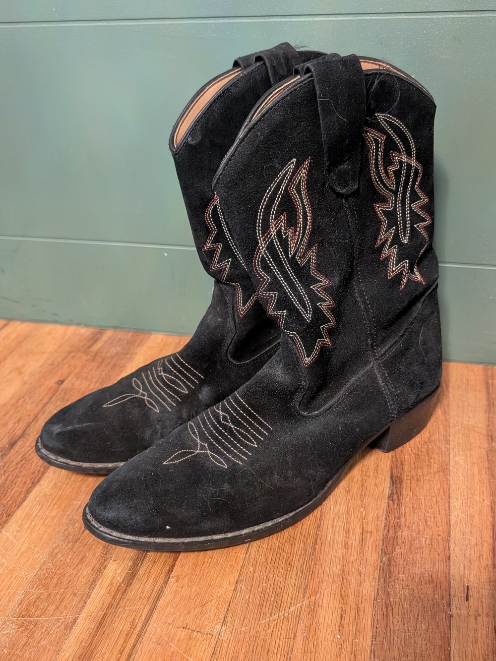Black Suede Western Cowboy Boots